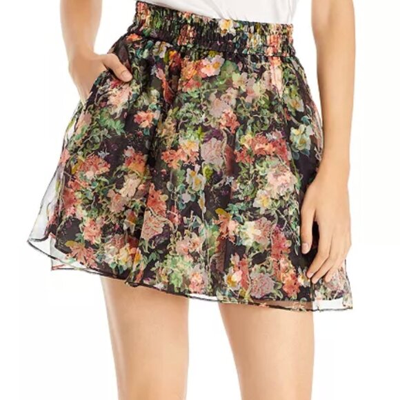 Alice + Olivia Dionne Floral Print Silk Mini Skirt Size 8 - Picture 1 of 4